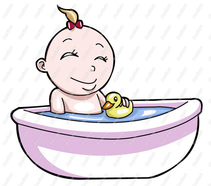 Baby Girl Taking A Bath Clip Art   Royalty Free Clipart   Vector