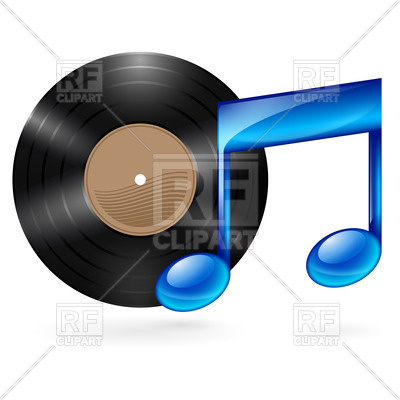 Disc And Blue Musical Note Download Royalty Free Vector Clipart  Eps