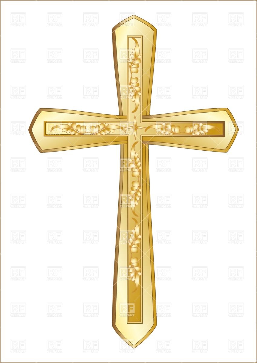 Golden Christian Cross Isolated On The White Background 25520
