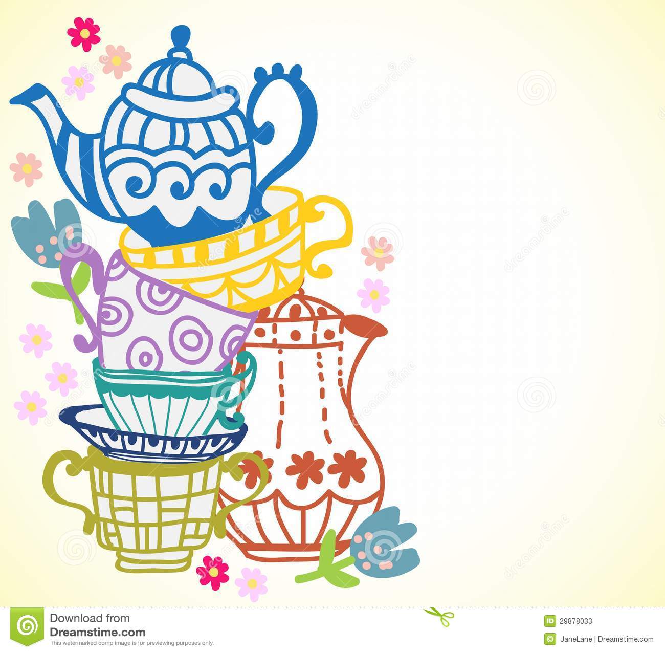Tea Cup Background With Teapot Stock Photos   Image  29878033