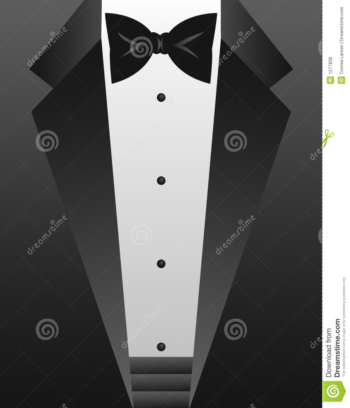 Formal Attire Black Bow Tie And Tuxedo Jacket   Eps File Available