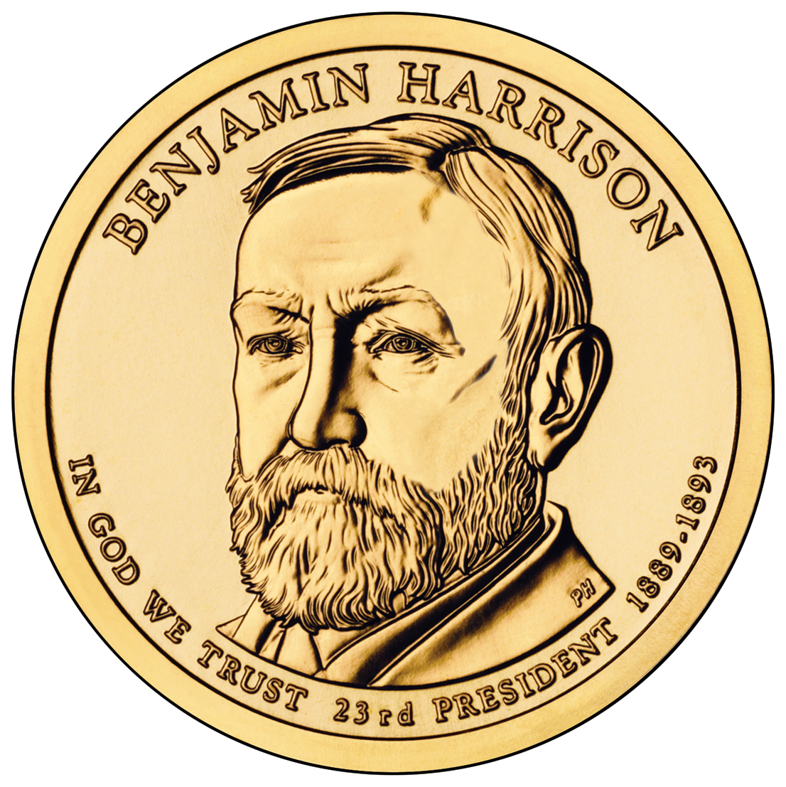 Banjamin Harrison Presidential  1 Coin  Obverse   Us Mint Image