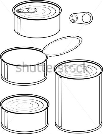 Canned Food   Isolated Illustration Black Contour On White Background