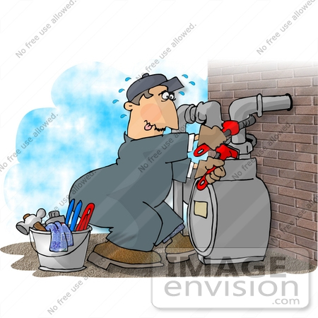 Natural Gas Utility Service Man Adjusting A Gas Meter Clipart By Djart