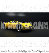 Clip Art Of A Sleek Yellow Audi Sports Car Facing Right On A Carbon