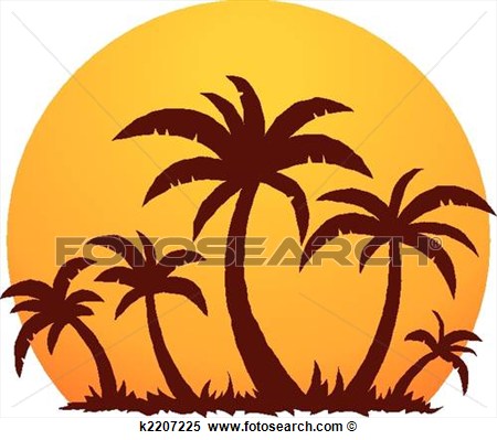 Clipart   Palm Trees And Summer Sunset  Fotosearch   Search Clip Art