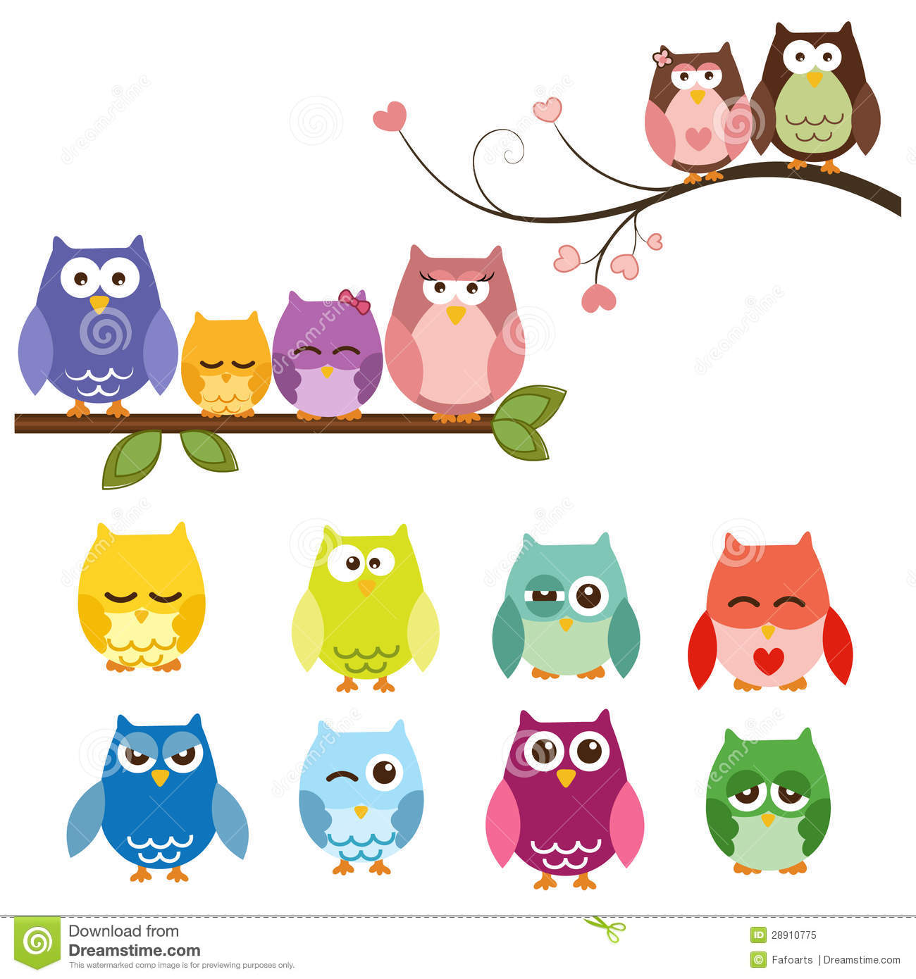 Colorful Owl Clipart Set Of Colorful Owls With