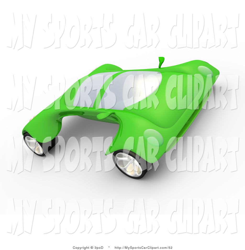Larger Preview  Clip Art Of A Futuristic Green Sports Car With A