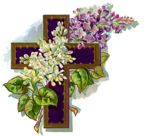 Vintage Lilac And Cross Easter Card