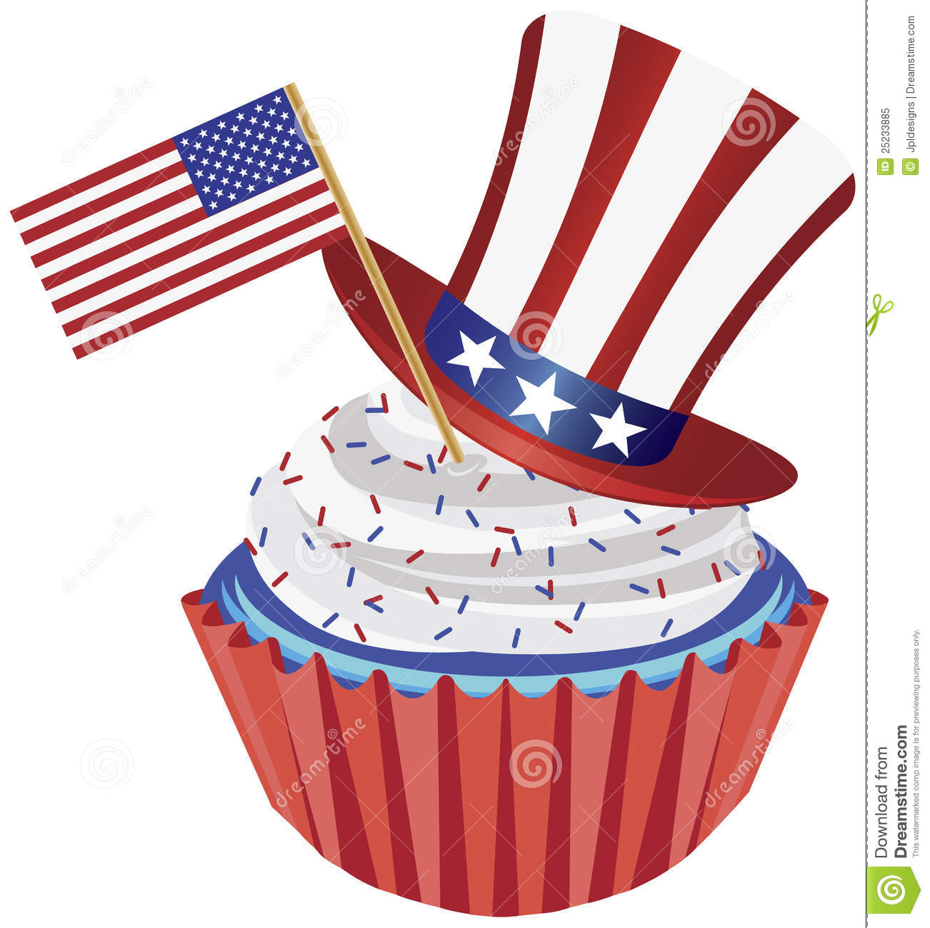 Free Clip Art July Th Th Of July Cupcake With Flag And Hat