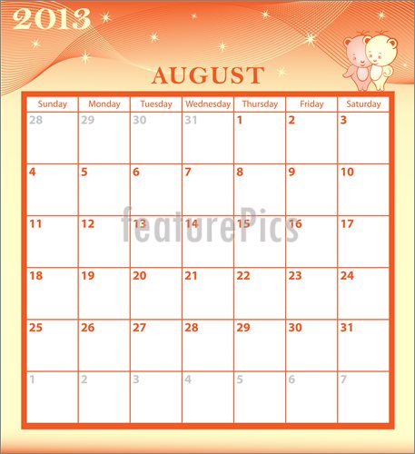 Month Of August Clipart Calendar 2013 August Month