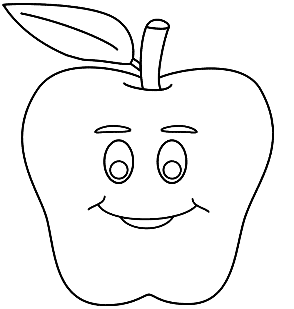 Apple With A Smiley Face   Coloring Pages   Clipart Best   Clipart