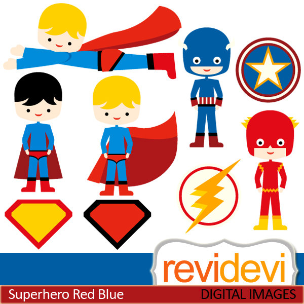 Flash Superhero Clipart Clipart Superhero Red Blue 07415   Commercial    