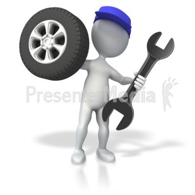 Mechanic With Tire And Wrench   Science And Technology   Great Clipart