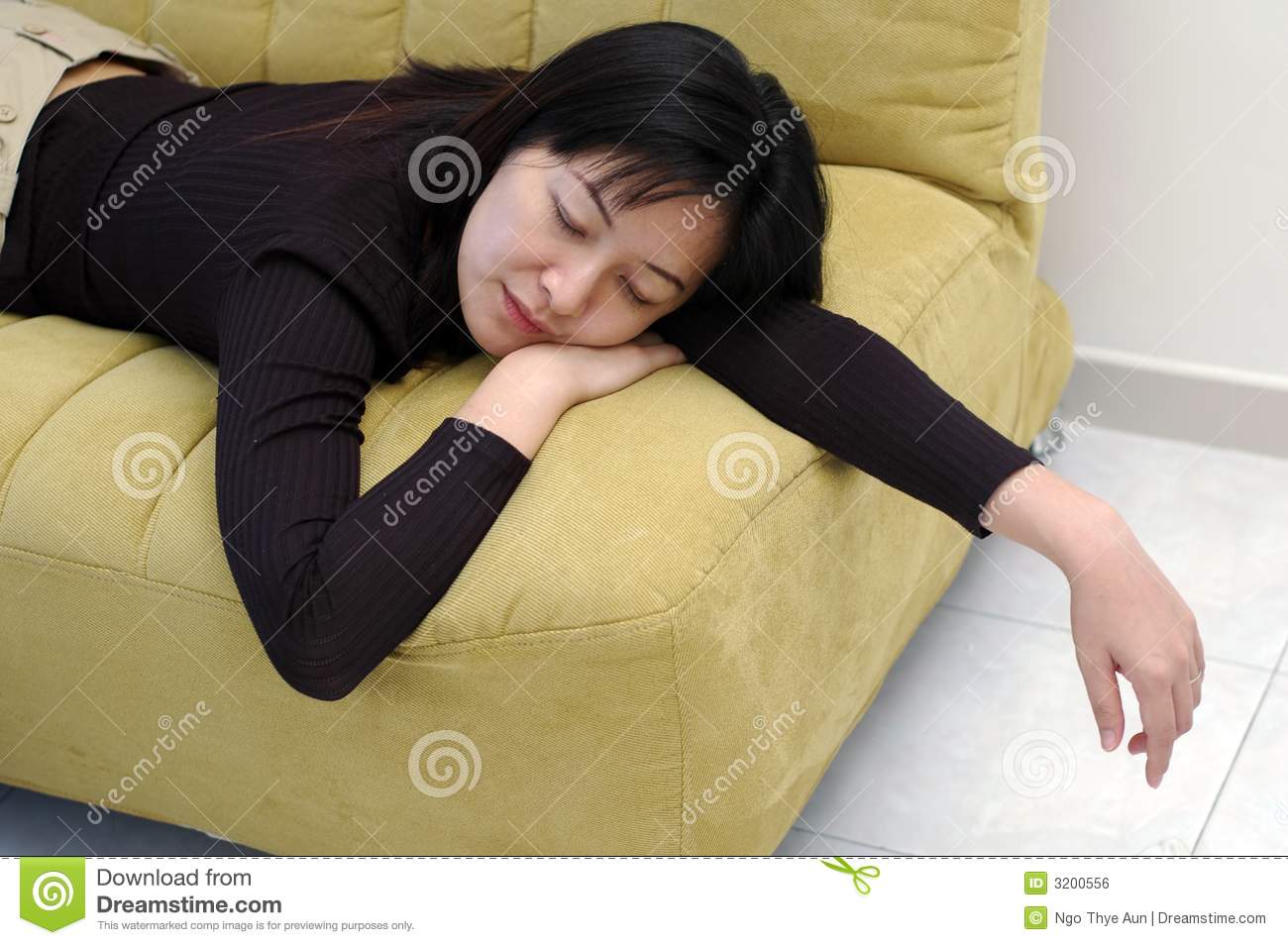 Chinese Asian Lady Fall Asleep On Sofa At Home Mr Yes Pr No 2 551 3