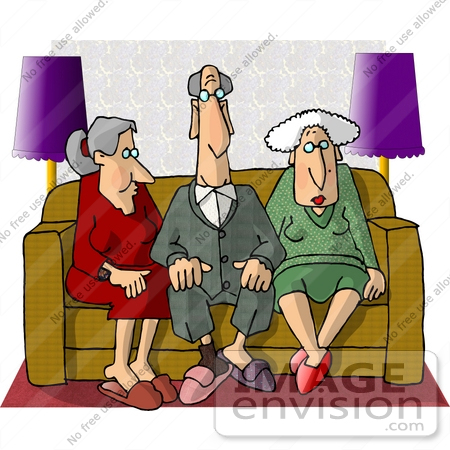 Group Of Retired Seniors Sitting On A Couch Clipart    14765 By Djart    