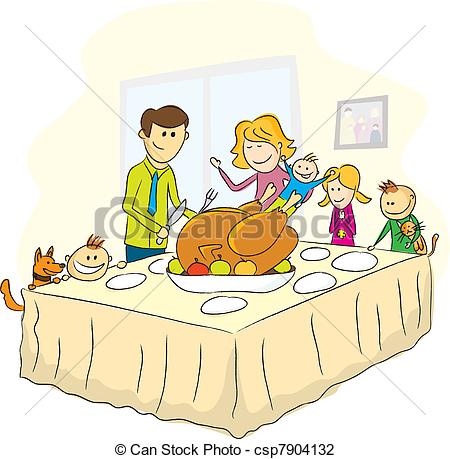 Illustration Of Thanksgiving Day Family Picture   Vector Thanksgiving