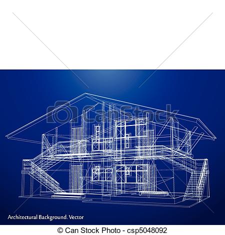 Vector Illustration Of Architecture Blueprint Of A House Vector