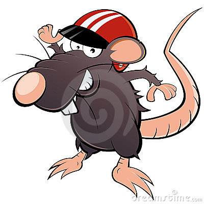 Cartoon Illustration Of Smiling Rat Or Mouse In Racing Helmet