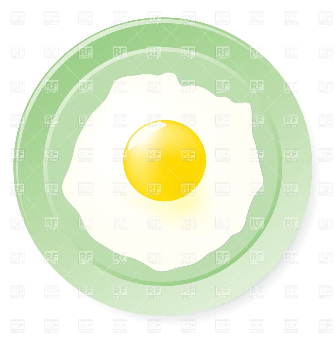 Fried Egg On Green Plate 32634 Download Royalty Free Vector Clipart