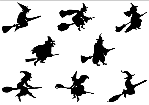 Halloween Witch Flying On A Broomstick Vector Graphicscategory