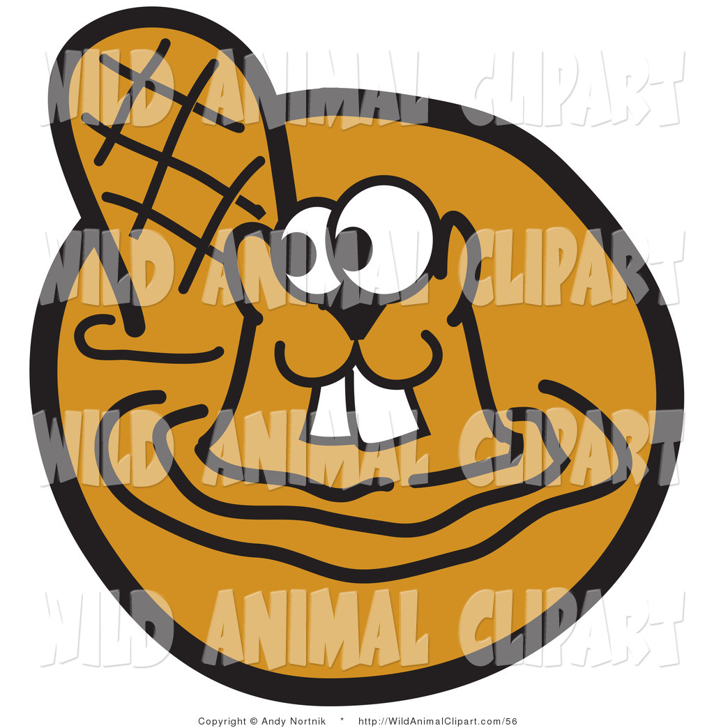 Clip Art Of A Cute Beaver With Buck Teeth Swimming In Muddy Water By