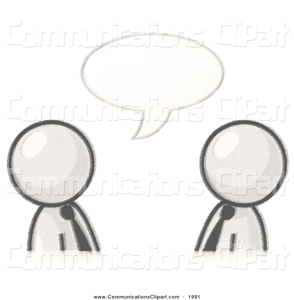 Clipart Of A Sketched Design Mascot Businessmen Having A Conversation