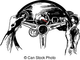 Vanishing Point Freehand Sketching Vector   Muscle Car Interior