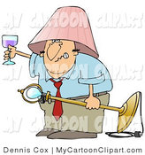 Clip Art Of A Snarling Drunk White Man Wearing A Pink Lamp Shade On    