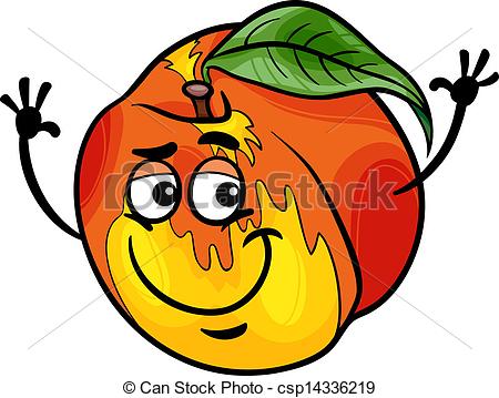 Vector   Funny Peach Fruit Cartoon Illustration   Stock Illustration