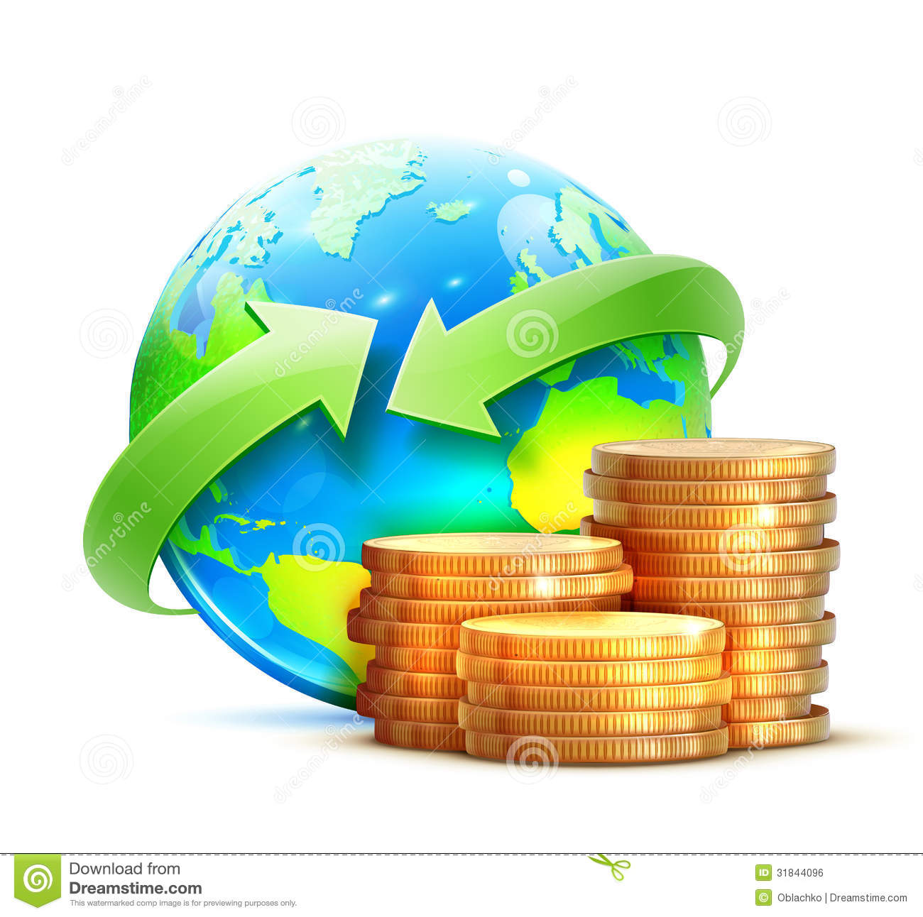 Vector Illustration Of Global Money Transfer Concept With Blue Glossy