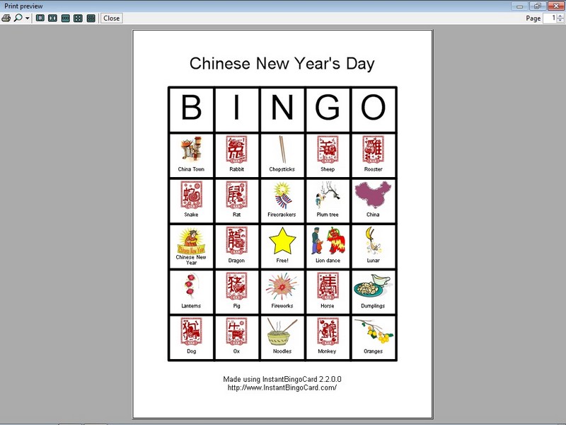 View Document   Chinese New Year S Day Bingo Cards  Clip Art Edition