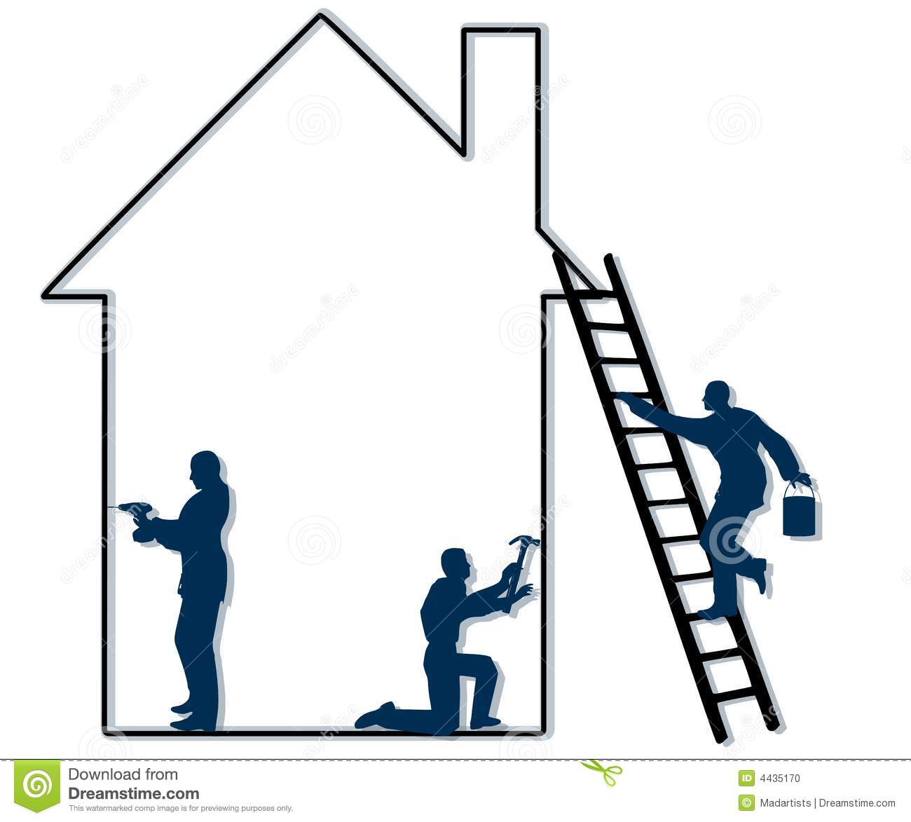 An Illustration Featuring The Outline Of A House With 3 Male