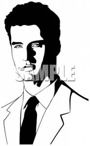 Black And White Silhouette Of A Male Model Wearing A Suit   Royalty