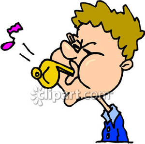 Boy Blowing A Whistle   Royalty Free Clipart Picture