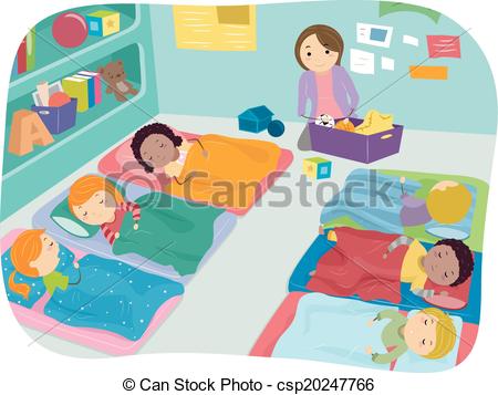 Clip Art Vector Of Nap Time Preschool   Illustration Of Preschoolers