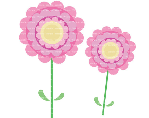 Flower Clip Art Digital Clipart   Pink Flower Digital Clip Art
