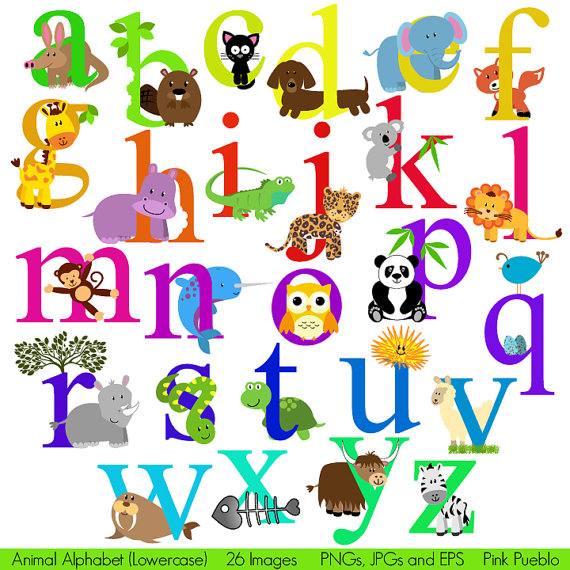 Animal Alphabet Font With Safari Jungle Zoo Animals Lowercase