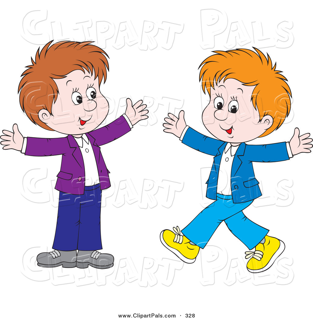 Pal Clipart Of A Couple Of Happy Boys Walking Toward Each Other With