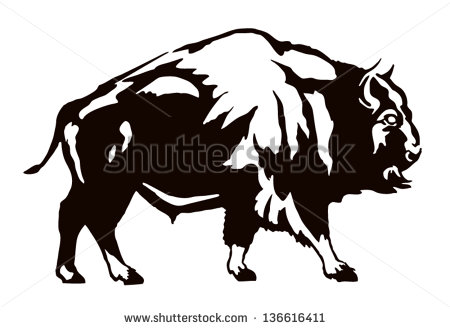 Bison Clip Art Black And White The Black Figure Of A Bison On