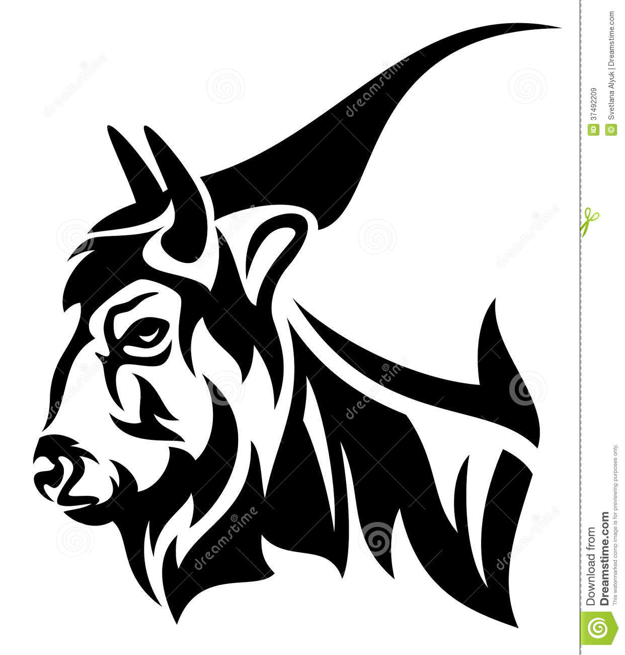 Bison Profile Head Design   Black And White Outline