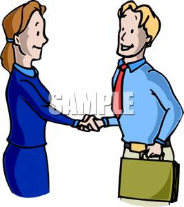 Businessman And Woman Shaking Hands Clip Art Image
