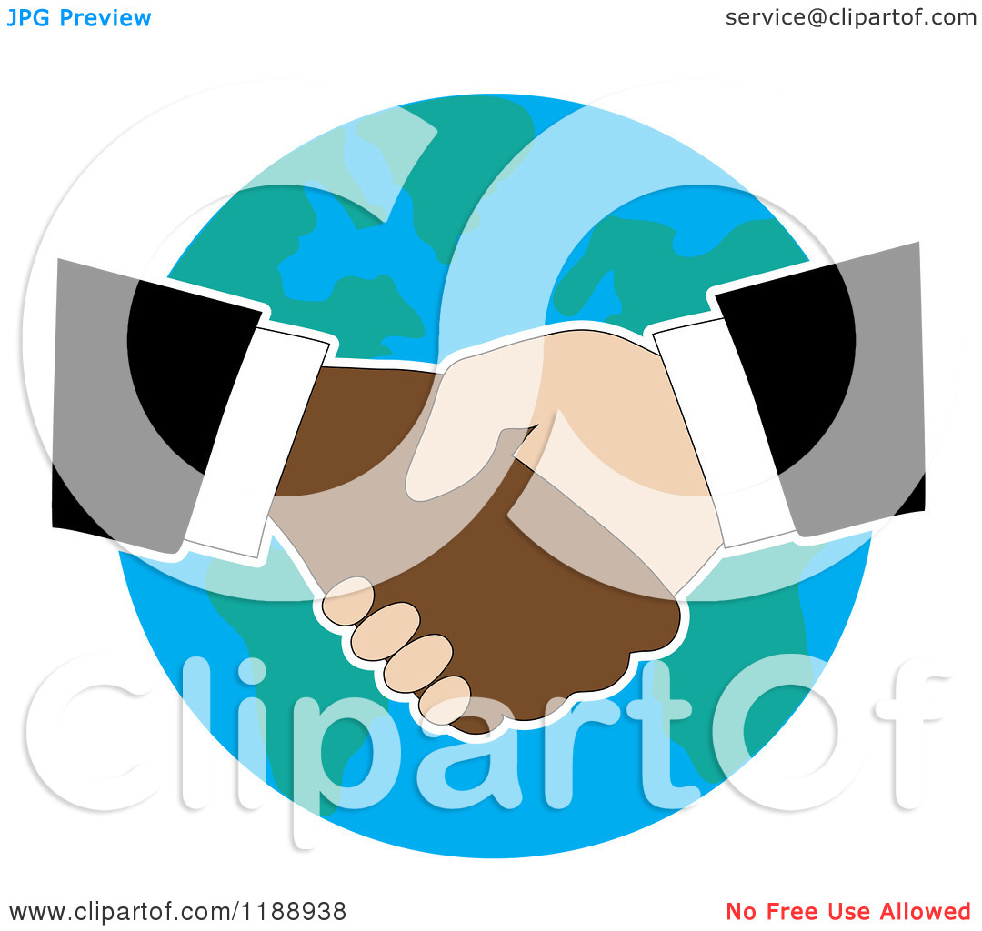 Shaking Hands Over Earth   Royalty Free Vector Clipart By Maria Bell