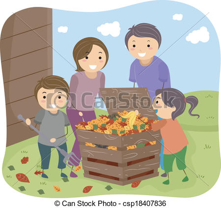 Vectors Of Compost Bin   Illustration Of A Family Filling A Compost
