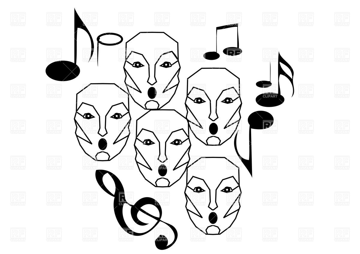 Abstract Choir   Outlines Of Singing Faces With Notes 37902 Download