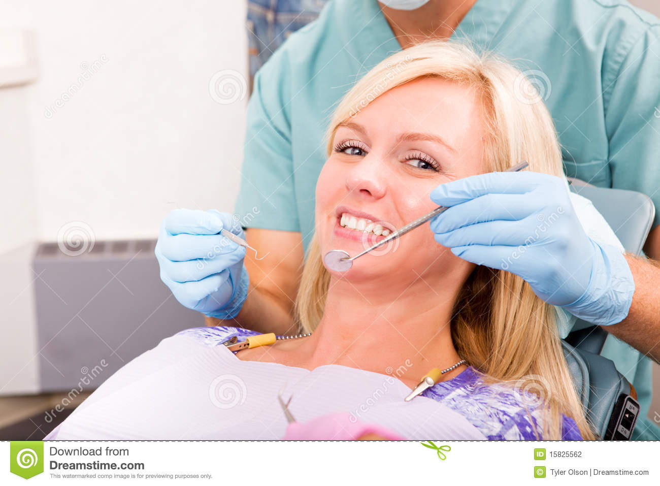 Smiling Woman At The Dentist Ready For A Check Up