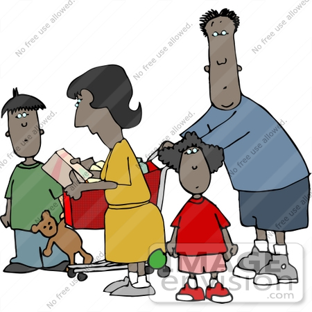 African American Family Shopping Clipart    13063 By Djart   Royalty