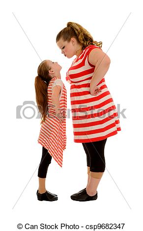 Stock Illustration   Sibling Rivalry Between Two Stubborn Sisters
