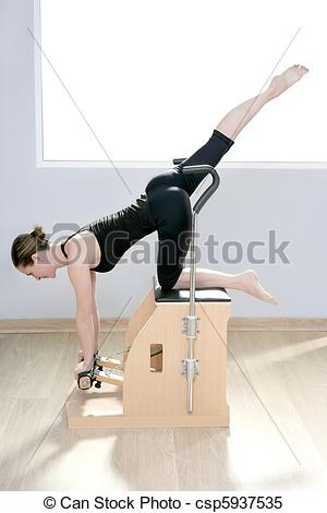 Stock Photo   Combo Wunda Pilates Chair Woman Fitness Yoga Gym   Stock    