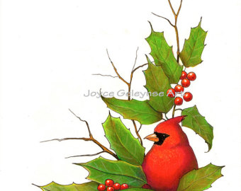 Clip Art Christmas Border With Card Inal Bird And Holly Instant